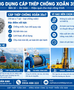 Cáp thép chống xoắn 35x7 Manho ứng dụng cáp thép chống xoắn 35x7