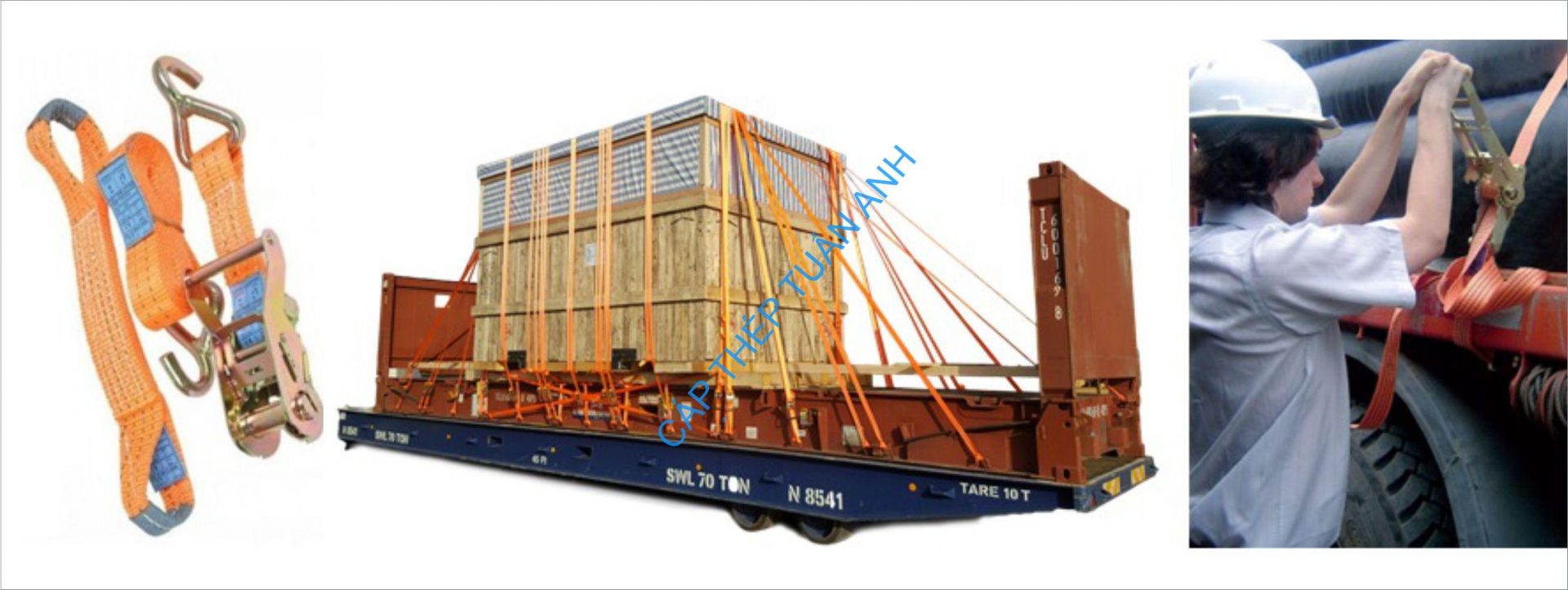 dây tăng đơ vải chằng hàng 8 tấn tăng đơ vải dây chằng hàng 2,5 tấn