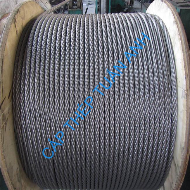 Cáp thép tải thang máy phi 12 8x19 FC elevator steel wire rope 13mm