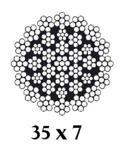 Cáp thép chống xoắn phi 36 cấu trúc cáp chống xoắn 35x7