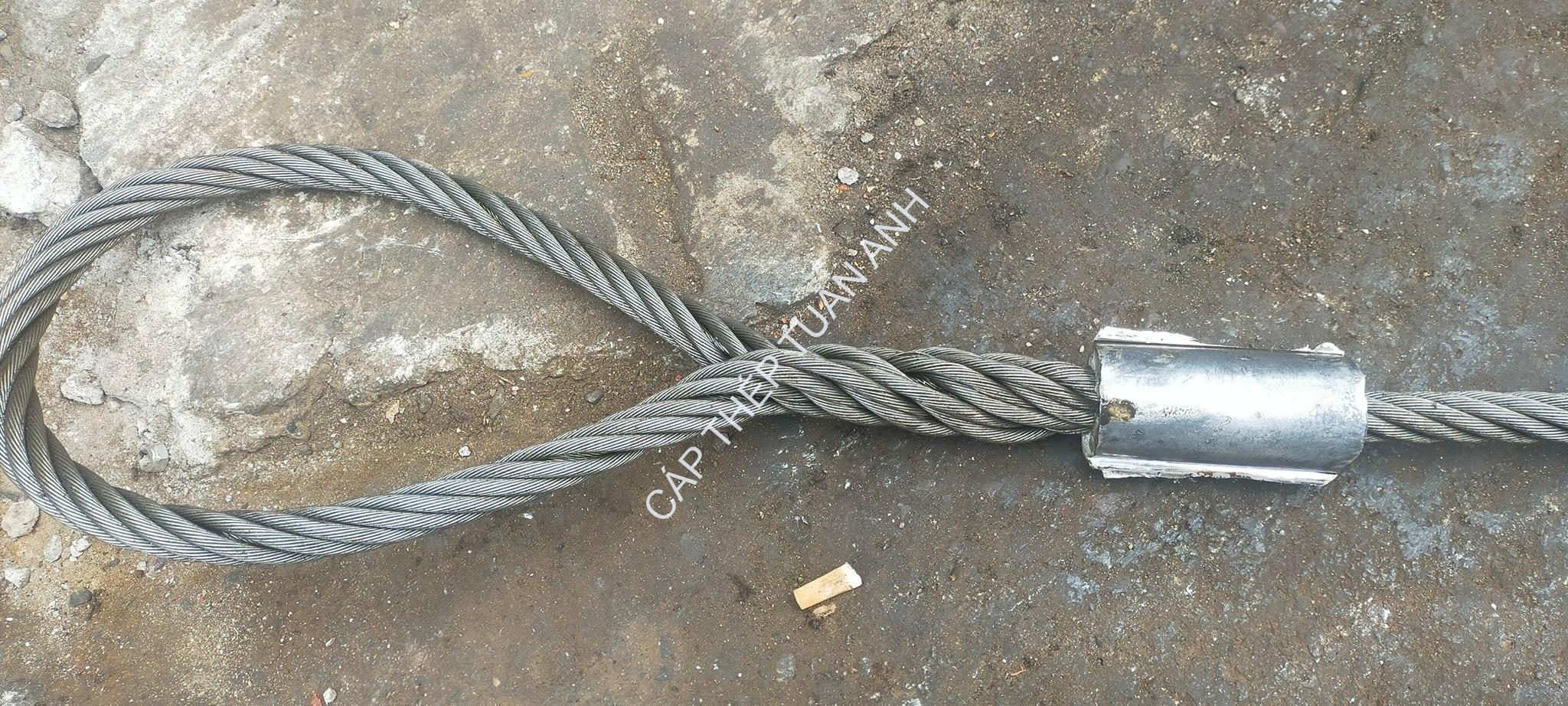 Cáp cẩu D16 bấm chì 2 đầu cáp cẩu D16 tết cộng kẹp chì 2 đầu mắt mềm