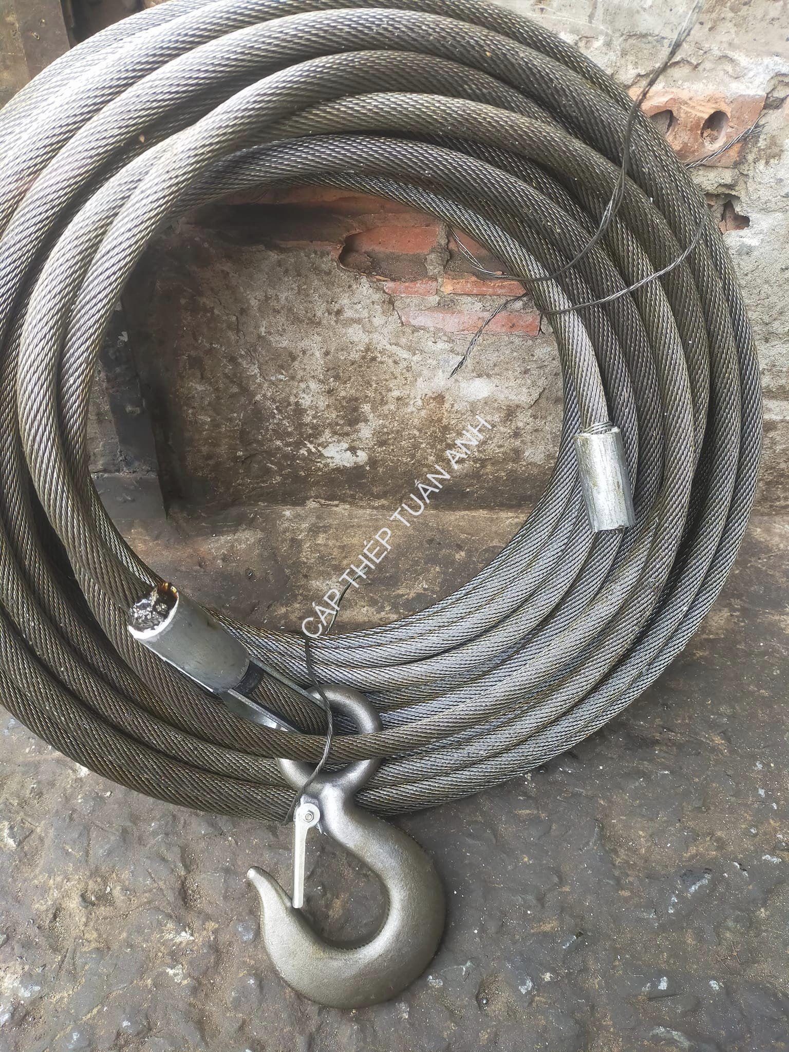 Cáp cẩu D16 bấm chì 2 đầu sling cáp thép chống xoắn