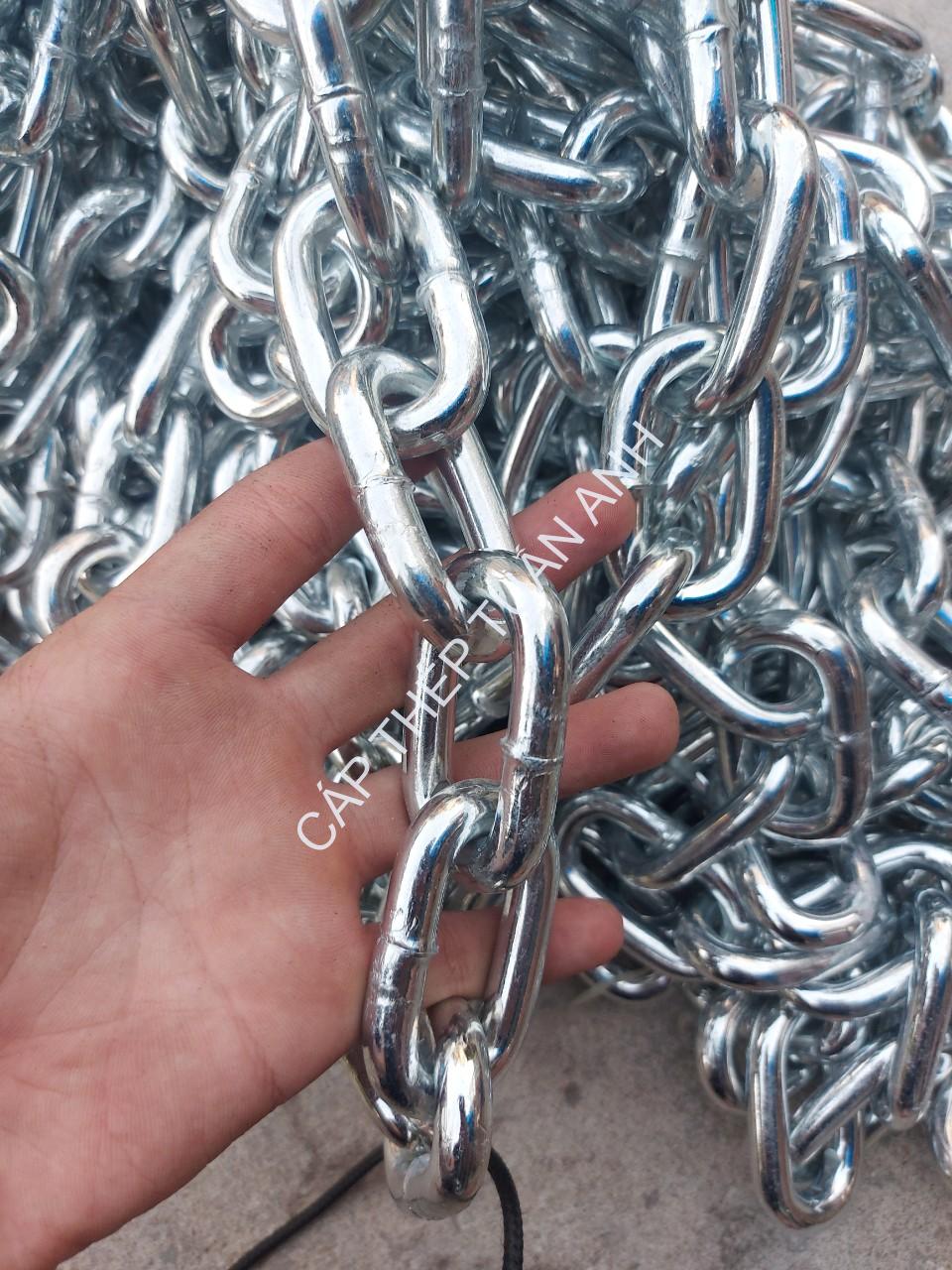 Dây xích sắt mạ kẽm phi 12mm xích mạ kẽm phi 12mm