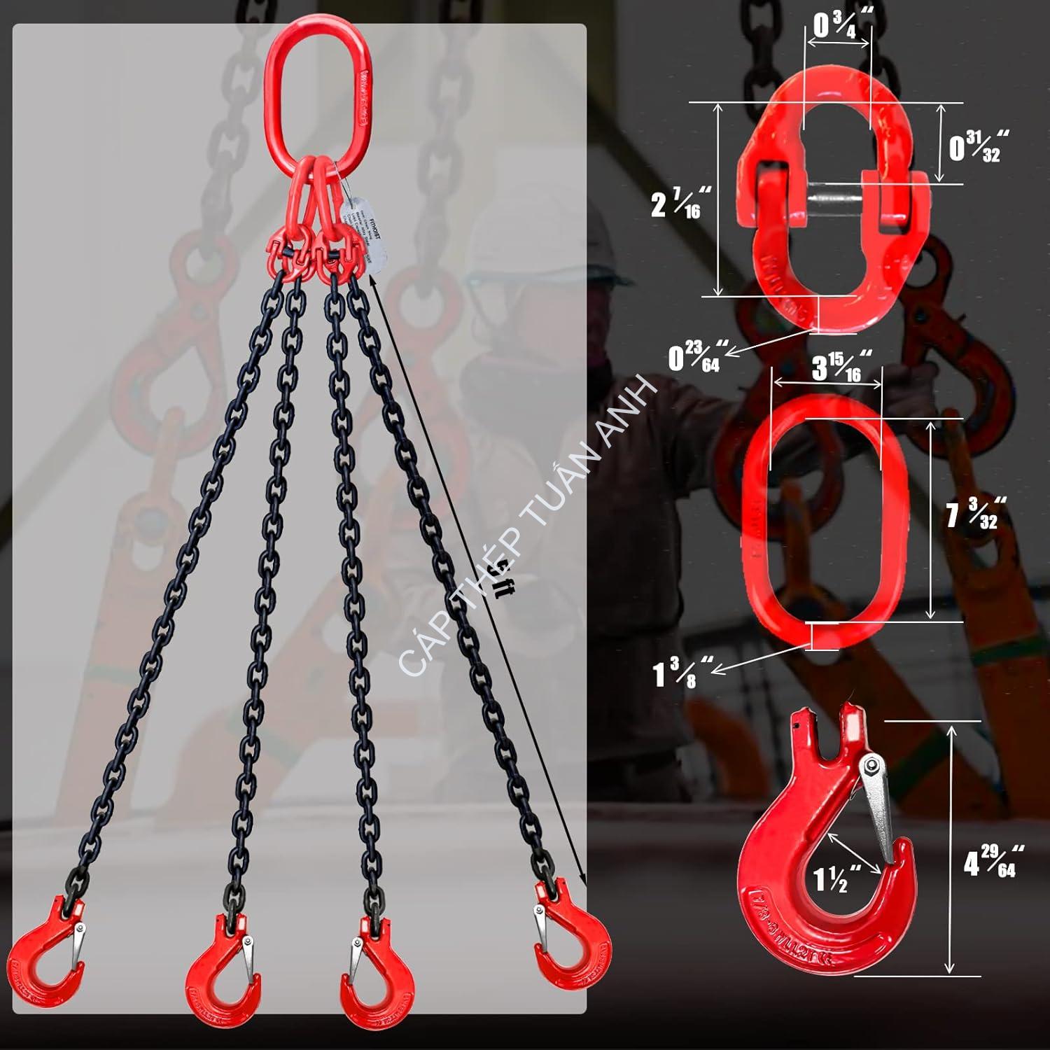 Bộ xích cẩu hàng 10 tấn Sling xích cẩu hàng 10 tấn