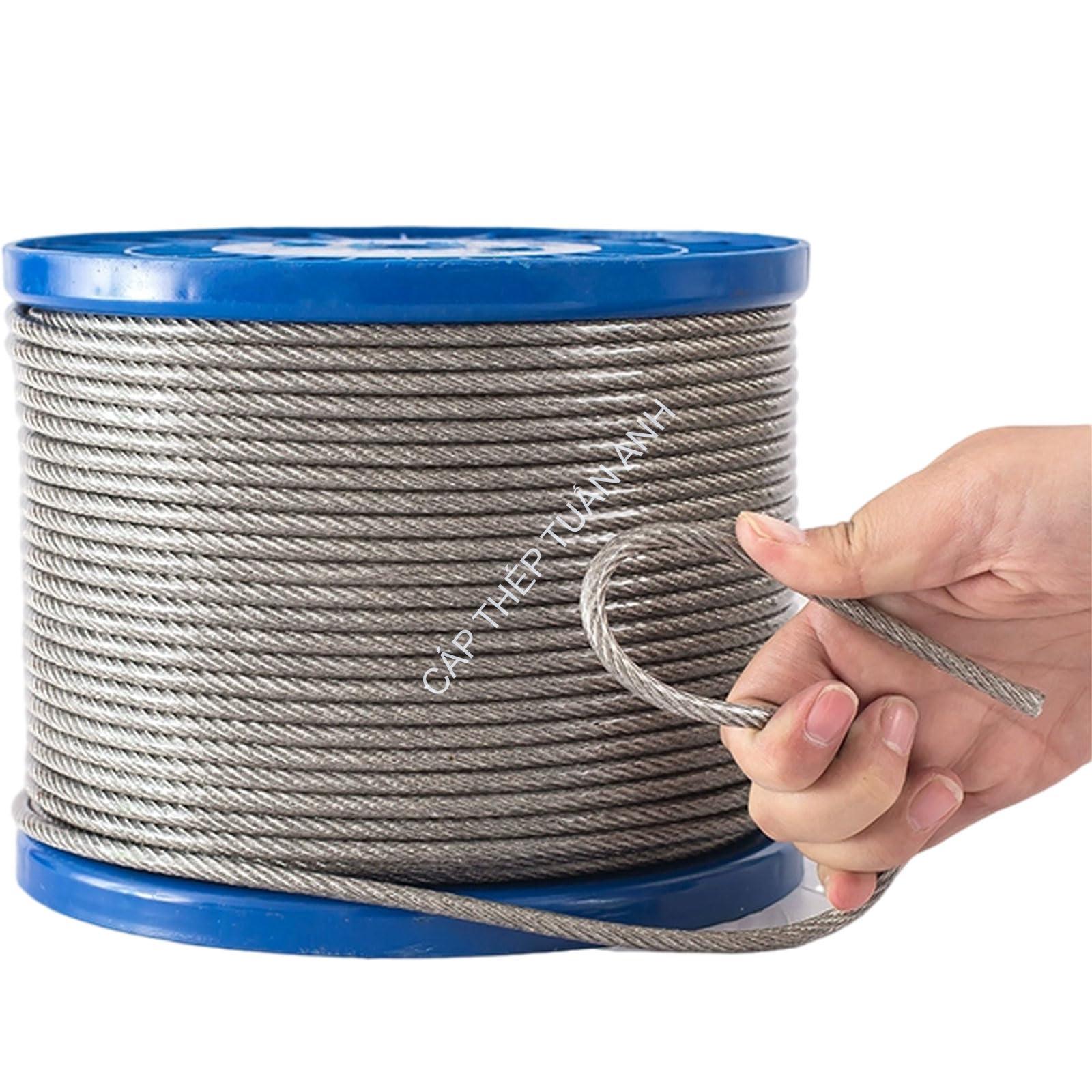 Cáp inox bọc nhựa 6mm Dây cáp inox 304 bọc nhựa 6mm