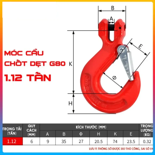 móc cẩu chốt xích 1,12 tấn