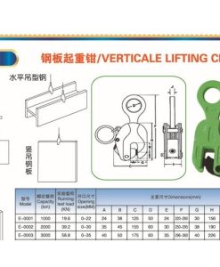 Kẹp tôn đứng 2 tấn bảng thông số kẹp tôn đứng